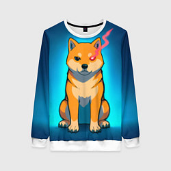 Свитшот женский Сиба-ину с неоновым взглядом, цвет: 3D-белый