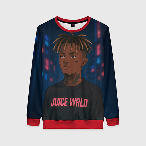 Женский свитшот Juice WRLD - Неоновый аниме арт / 3D-Красный – фото 1