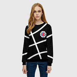 Свитшот женский Клипперс - текстура черного мяча, цвет: 3D-черный — фото 2