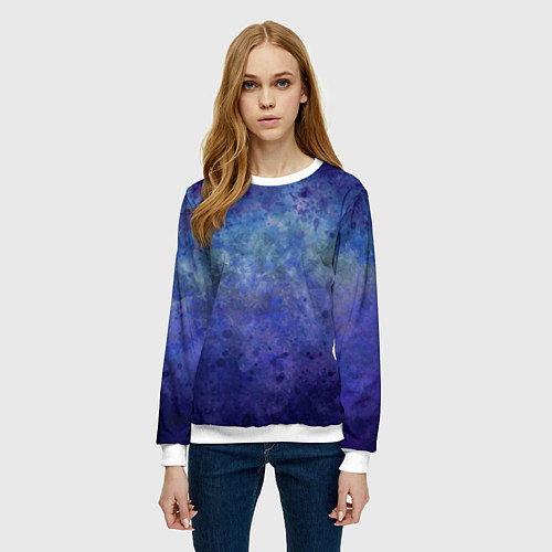 Женский свитшот Абстракция - blue tunnel / 3D-Белый – фото 3