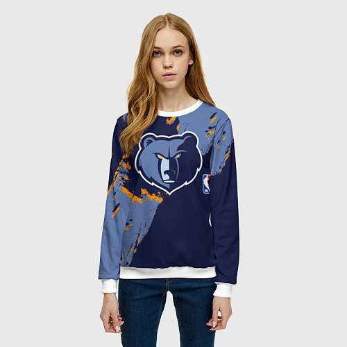 Женский свитшот Мемфис Гриззлис - логотип команды / 3D-Белый – фото 3