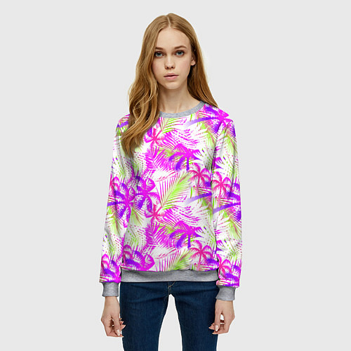 Женский свитшот Palm tree pink / 3D-Меланж – фото 3