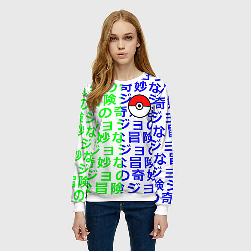Женский свитшот Pokemon japan pattern / 3D-Белый – фото 3