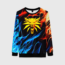 Свитшот женский Ведьмак огненное лого в огне, цвет: 3D-черный
