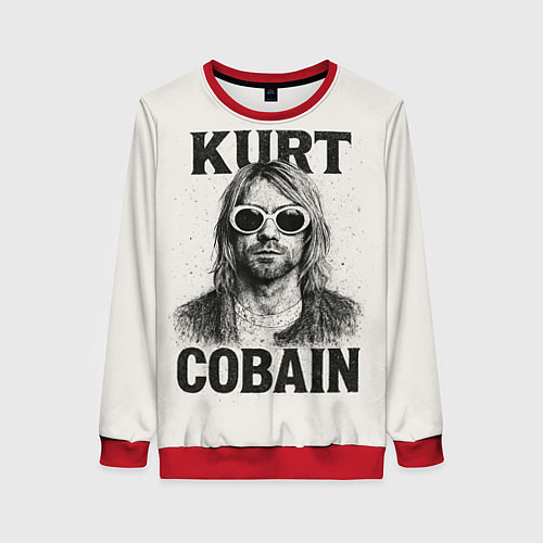 Женский свитшот Kurt Cobain - grunge-art / 3D-Красный – фото 1