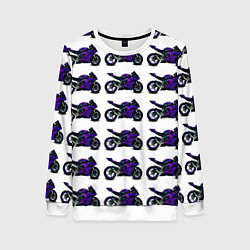 Свитшот женский Motorcycle purple gloss, цвет: 3D-белый