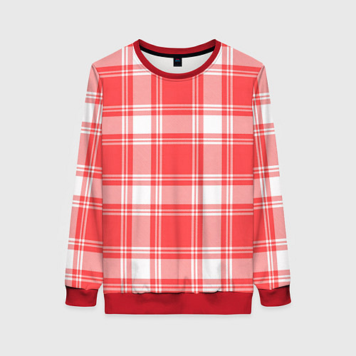 Женский свитшот Checked red white / 3D-Красный – фото 1