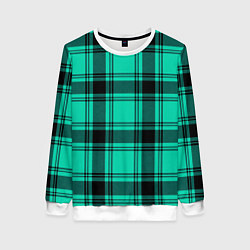 Свитшот женский Checkered turquoise, цвет: 3D-белый