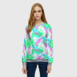 Свитшот женский Palm green light blue, цвет: 3D-меланж — фото 2