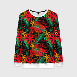 Свитшот женский Palm yellow red, цвет: 3D-белый