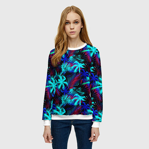 Женский свитшот Palm blue light blue / 3D-Белый – фото 3