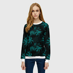 Свитшот женский Palm light blue dark, цвет: 3D-белый — фото 2