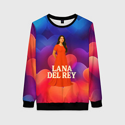 Свитшот женский Lana Del Rey на фоне сердечек, цвет: 3D-черный
