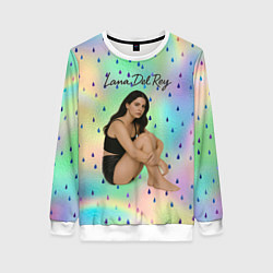 Свитшот женский Lana Del Rey сидит обняв колени, цвет: 3D-белый