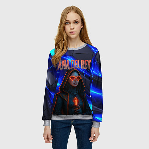 Женский свитшот Lana Del Rey киберпанк / 3D-Меланж – фото 3