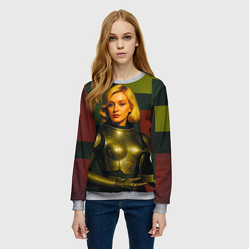 Женский свитшот Ретрофутуризм девушка в скафандре / 3D-Меланж – фото 3