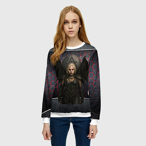 Женский свитшот Леди Гага в стиле вампирши / 3D-Белый – фото 3