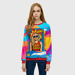 Свитшот женский Леди Гага в стиле комиксов, цвет: 3D-красный — фото 2