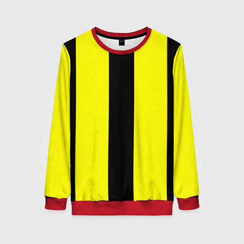 Женский свитшот Color yellow black line / 3D-Красный – фото 1