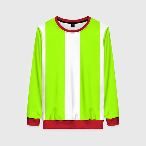 Женский свитшот Color light green white stripes / 3D-Красный – фото 1