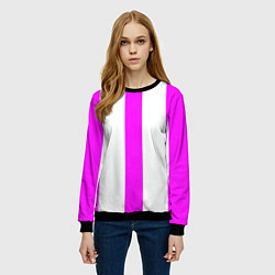 Свитшот женский Color white pink lines, цвет: 3D-черный — фото 2