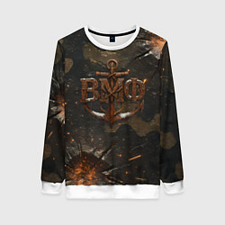 Свитшот женский Объемные буквы ВМФ и якорь, цвет: 3D-белый