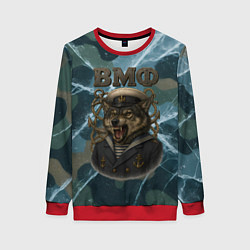 Свитшот женский ВМФ злой волк, цвет: 3D-красный