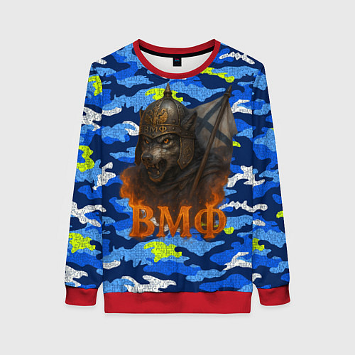 Женский свитшот ВМФ злой медведь в шлеме / 3D-Красный – фото 1