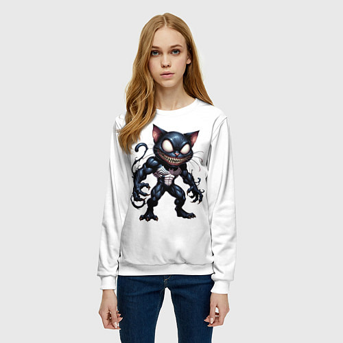 Женский свитшот Гибрид Венома и Чеширского кота / 3D-Белый – фото 3