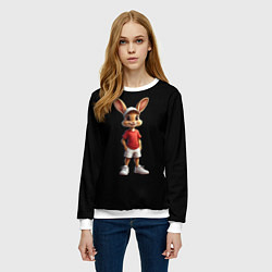 Свитшот женский Милый заяц в белых шортах, цвет: 3D-белый — фото 2