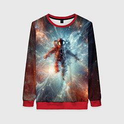 Свитшот женский Космонавт в космической туманности, цвет: 3D-красный