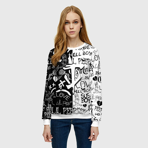 Женский свитшот Doom x liil peep pattern black / 3D-Белый – фото 3