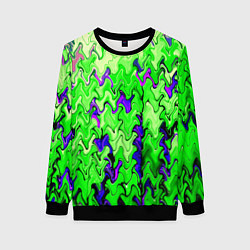 Женский свитшот Ярко-зелёный стекающая абстаркция