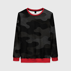Свитшот женский Черно-серая текстура камуфляжа, цвет: 3D-красный