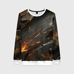 Свитшот женский Искры метала под камуфляжем, цвет: 3D-белый
