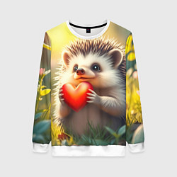 Свитшот женский Милаха ёжик влюблён, цвет: 3D-белый