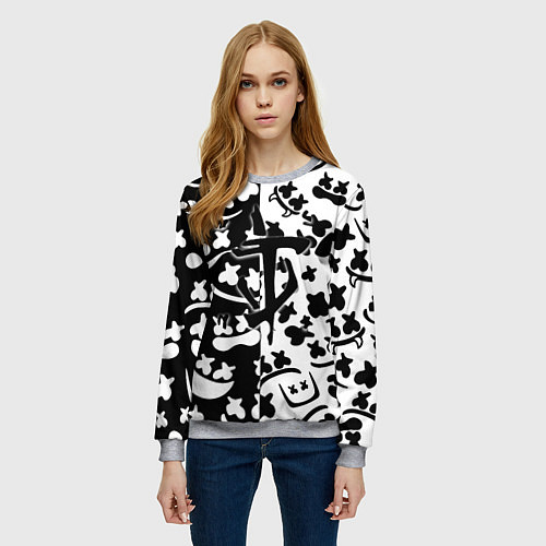 Женский свитшот Doom x Marshmello pattern / 3D-Меланж – фото 3