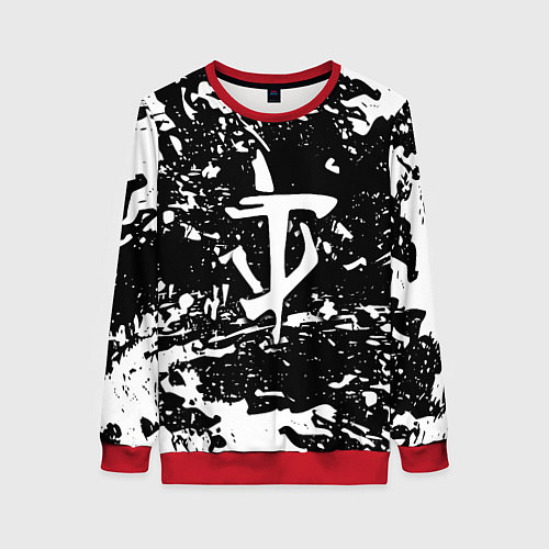 Женский свитшот Doom краски белые штрихи / 3D-Красный – фото 1