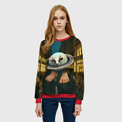 Свитшот женский Ла Вака Сатурно Сатурнита мем, цвет: 3D-красный — фото 2