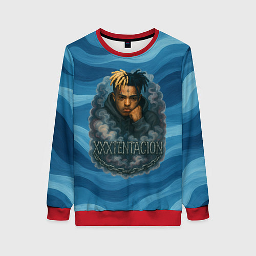 Женский свитшот XXXTentacion в облаке / 3D-Красный – фото 1