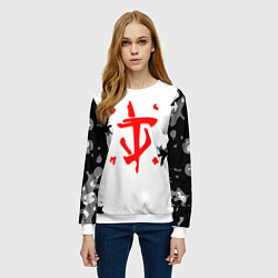 Свитшот женский Doom лого камуфляж текстура, цвет: 3D-белый — фото 2