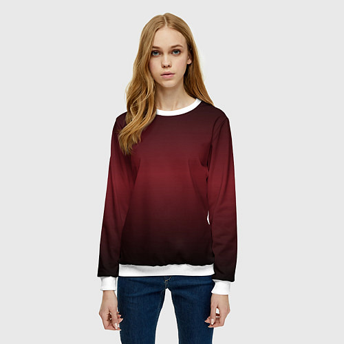Женский свитшот Градиент темно-бордовый / 3D-Белый – фото 3