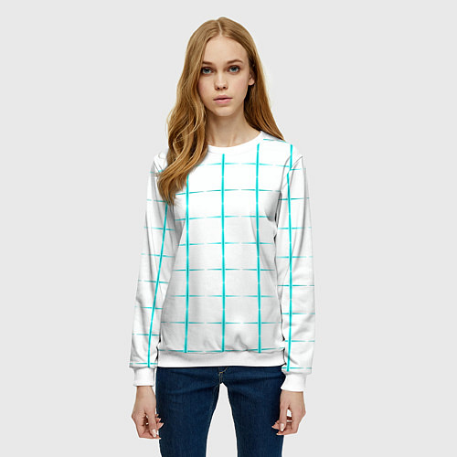Женский свитшот Color white light blue crosses / 3D-Белый – фото 3
