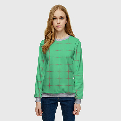 Женский свитшот Color green stripes / 3D-Меланж – фото 3
