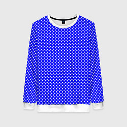 Свитшот женский Синий в мелкий квадратик паттерн, цвет: 3D-белый