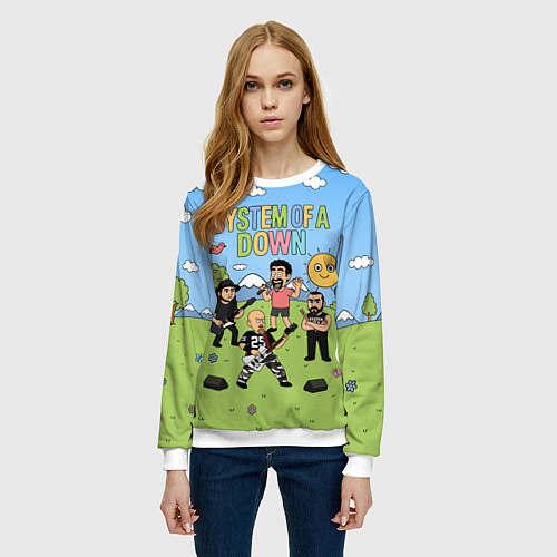 Женский свитшот System of a Down, мультяшный / 3D-Белый – фото 3