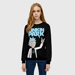 Свитшот женский Linkin Park и Рик Санчес из Рик и Морти, цвет: 3D-черный — фото 2