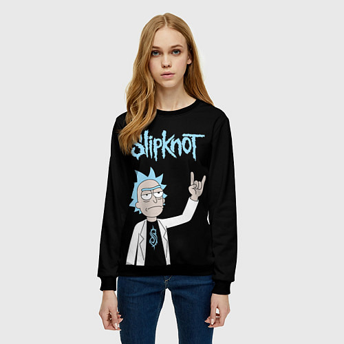 Женский свитшот Slipknot и Рик Санчес из Рик и Морти / 3D-Черный – фото 3