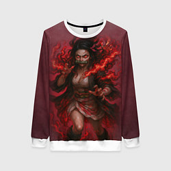 Свитшот женский Незуко Камадо реализм, цвет: 3D-белый