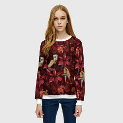 Свитшот женский Бордовая готика с сердцем, лилиями и мотыльками, цвет: 3D-белый — фото 2